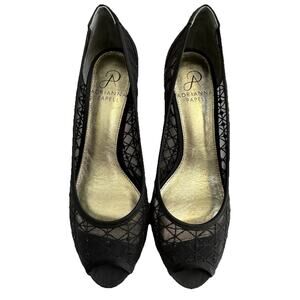 Jamie Mesh Mid-Heel Black Dress Pumps- Adrianna Papell-6.5